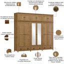 Ver imagem 4 de Guarda Roupa Casal 12 Portas com Espelho e Maleiro Mazzaro F06 Freijó - Lyam Decor