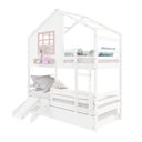 Ver imagem 3 de Treliche Casinha com Janela com Escada- Escorregador e Grade de Proteção Madeira Branco- Rosa