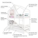 Ver imagem 4 de Treliche Casinha com Janela com Escada- Escorregador e Grade de Proteção Madeira Branco- Rosa