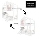 Ver imagem 2 de Treliche Casinha com Janela com Escada- Escorregador e Grade de Proteção Madeira Branco- Rosa