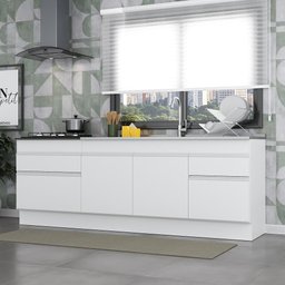 Kit 2 Balcões com Rodapé Gabinete Pia 150 cm e Cooktop 70 cm Veneza Multimóveis MP2108.891 - 2