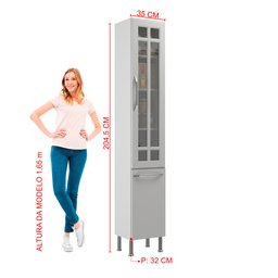 Paneleiro Simples Modulado Com Vidro Fidelitá Viena 35cm 2 Portas - 4