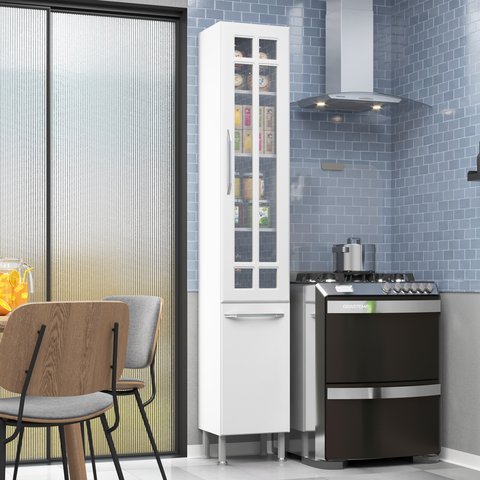 Paneleiro Simples Modulado com Vidro Fidelitá Viena 35cm 2 Portas