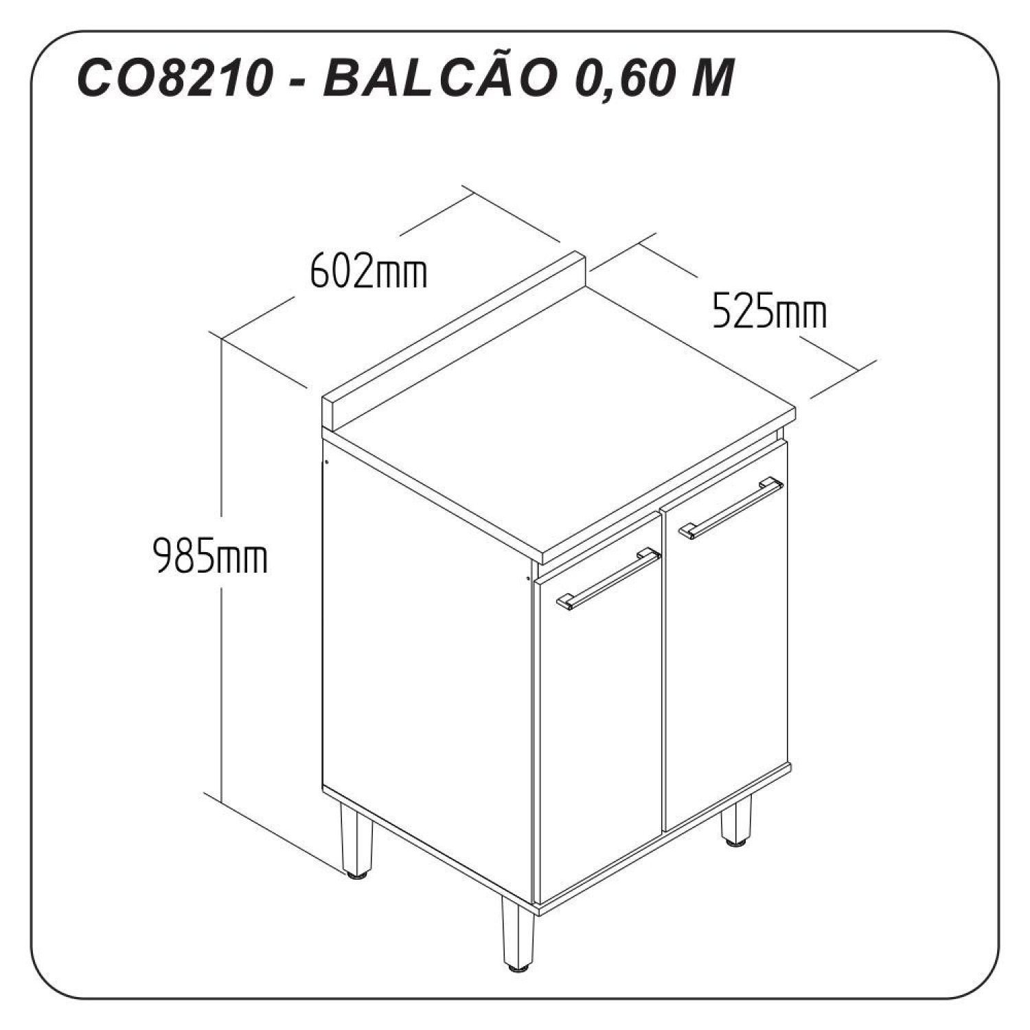 Balcão 60cm 2 Portas Gaia   - 3