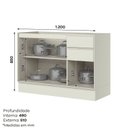 Ver imagem 4 de Balcão Pia com Tampo 120cm 3 Portas 2 Gavetas 100% MDF Fineze Bege/Areia HP