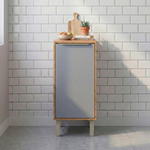 Balcão 1 Porta 40 cm Brilhante Celeste Bege/Cinamomo/Platina