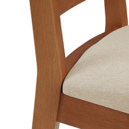 Kit 2 Cadeiras de Jantar em Madeira Maciça Aline Estofado Linho Creme - Mel - 3