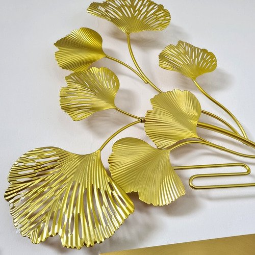 Relógio de Parede Folhas 3d Design Vertical Metal 80cm:dourado/dourado - 5