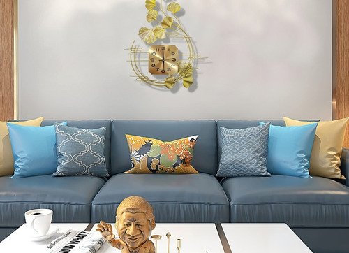 Relógio de Parede Folhas 3d Design Vertical Metal 80cm:dourado/dourado - 6