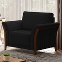 Ver imagem 2 de Poltrona Decorativa Sala de Estar 102cm Pés Madeira Roya M22 Veludo Preto - Mpozenato