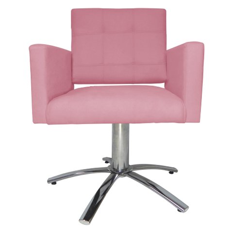 Poltrona Decorativa Camila Pés Metal Giratório Suede Rosa - DS Estofados
