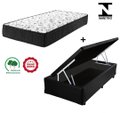 Ver imagem 1 de Cama Box Baú Solteiro Sintético Preto + Colchão Solteiro Espuma D23 Com EPS 16x88x188