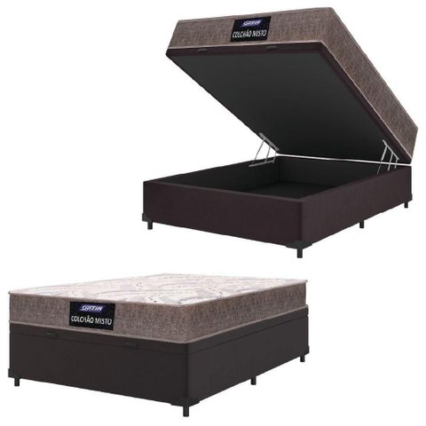 Cama Box Baú Casal Gazin Colchão com Espuma 138x188x58cm Camboriú Marrom