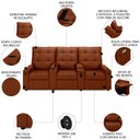 Ver imagem 3 de Poltrona do Papai Reclinável Mallie 3 Lugares Baú Usb Fh9 Veludo Terracota - Mpozenato