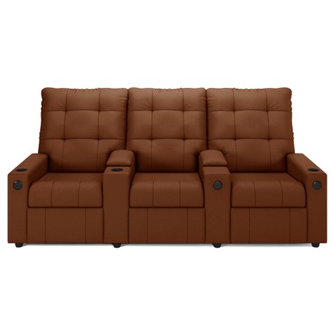 Poltrona do Papai Reclinável Mallie 3 Lugares Baú Usb Fh9 Veludo Terracota - Mpozenato