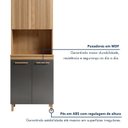 Ver mais imagens de Paneleiro de Cozinha com 4 Portas e Nicho Cristal Cinza/Cinamomo/Grafite