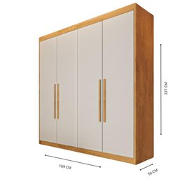 Guarda Roupa 4 Portas Aurora Peroba Off White - Móveis Europa - 4