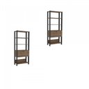 Ver imagem 3 de Kit 2 Estantes Multiuso Alta 4 Prateleiras 1 Porta 166cmx126cm Match Artely