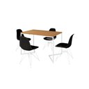 Ver imagem 2 de Mesa Industrial Base Ferro Branco em  V  Tampo 137x90 Canela 4 Cadeiras Eames Assento Preto Ferro Br