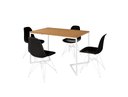 Ver imagem 2 de Mesa Industrial Base Ferro Branco em  V  Tampo 137x90 Canela 4 Cadeiras Eames Assento Preto Ferro Br