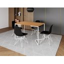 Ver imagem 1 de Mesa Industrial Base Ferro Branco em  V  Tampo 137x90 Canela 4 Cadeiras Eames Assento Preto Ferro Br