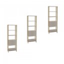 Ver imagem 3 de Kit 3 Estantes Multiuso Alta 4 Prateleiras 1 Porta 166CMX189CM Match Artely Branco