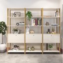 Ver imagem 2 de Kit 3 Estantes Multiuso Alta 4 Prateleiras 1 Porta 166cmx189cm Match Artely