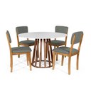 Ver imagem 1 de Mesa de Jantar Redonda Gabi Bran/nor com 4 Cadeiras Estofadas Ella Cinza