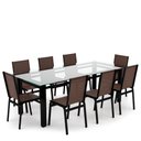 Ver imagem 1 de Sala Jantar Retangular 8 Lugares Alumínio Preto Tela Marrom