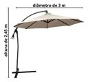Ver imagem 2 de Ombrelone Guarda Sol Articulado Importway 3 Metros Branco Giratorio com Acionamento Manivela e Acaba