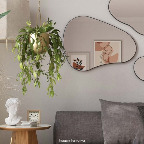 Espelho Decorativo Organico 80cm Es16 - Preto Fosco