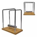 Ver imagem 1 de Pendulo de Newton Pequeno com Base de Bambu Enfeite para Decoração de Mesa Escritório Sala Quarto