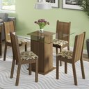 Ver imagem 1 de Conjunto Sala de Jantar Madesa Magda Mesa Tampo de Vidro com 4 Cadeiras - Rustic/bege Marrom