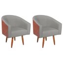 Ver imagem 2 de Kit 2 Poltronas Jade Decorativa Moderna Sala de Estar Quarto Escritório Conforto Corano Nozes e Linh