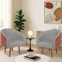Ver imagem 1 de Kit 2 Poltronas Jade Decorativa Moderna Sala de Estar Quarto Escritório Conforto Corano Nozes e Linh