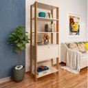 Ver imagem 3 de Kit 2 Estantes Multiuso Alta 4 Prateleiras 1 Porta 166CMX126CM Match Artely Branco