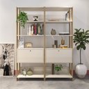 Ver imagem 1 de Kit 2 Estantes Multiuso Alta 4 Prateleiras 1 Porta 166cmx126cm Match Artely