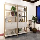 Ver imagem 2 de Kit 2 Estantes Multiuso Alta 4 Prateleiras 1 Porta 166CMX126CM Match Artely Branco