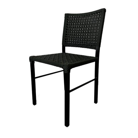 Cadeira Camila Corda Náutica e Alumínio Preta