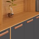 Ver imagem 3 de Kit Nápoles 6 Portas 1 Vidro 1 Gaveta Cinamomo/grafite