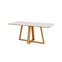 Ver imagem 6 de Mesa Jantar 180cm com 6 Cadeiras Sala Jantar Dalla Costa Mdf Cor:off White com Freijó e Bege Rú