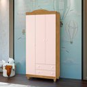 Ver imagem 1 de Guarda Roupa Lara Nature Rose 3 Portas 2 Gavetas Infantil Organizador Quarto Menina Moderno