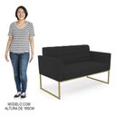 Ver imagem 5 de Sofá Namoradeira Base Industrial Dourado Ana Veludo Preto - Ibiza