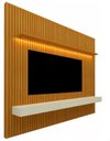 Ver imagem 3 de Conjunto Home Suspenso com Painel Ripado TV até 75 Jendal Cor:Madeira