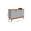 Ver imagem 3 de Buffet / Bancada / Balcão / Aparador Abs Estilo Retrô com Pés em Madeira 3 Portas Puxadores em Couro