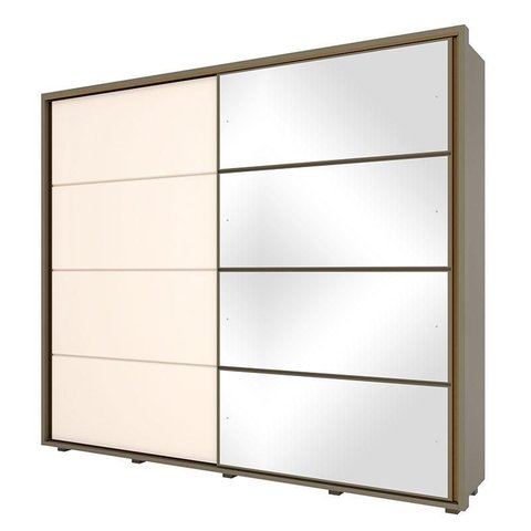 Guarda Roupa Casal Cavic com Kit Mesa de Cabeceira Duna Off White - Henn