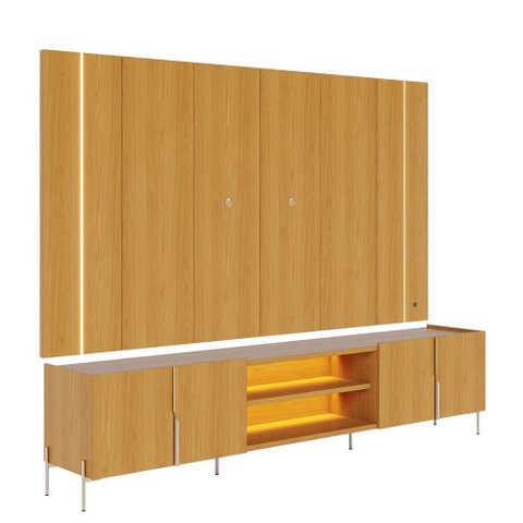 Rack Bancada com Painel Suspenso Maggiore para Tv até 75 Polegadas Naturale Colibri