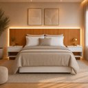Ver imagem 1 de Cabeceira Casal Queen com 2 Mesas de Cabeceira LED 3500k e Tomadas 100% MDF Ayla