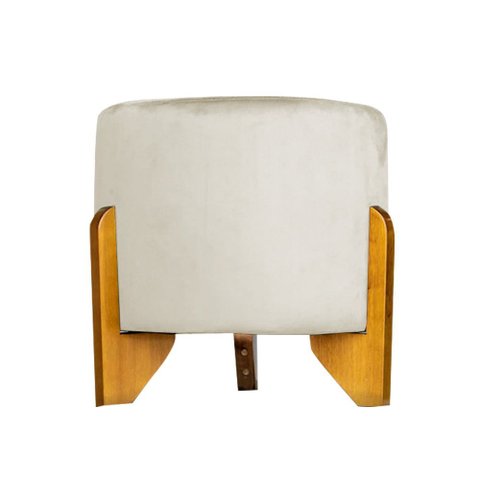 Puff Decorativa para Sala Thor Base Madeira Maciça Linho Divini Decor:bege