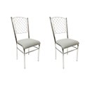 Ver imagem 1 de Kit 2 Cadeiras de Cozinha com Reforço Cromada Encosto Grade Assento Cinza Poltronas do Sul 1922